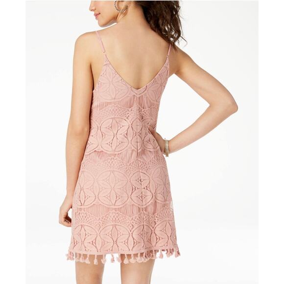 Xtraordinary Lace Shift Mini Dress Tassels Blush Pink Small NWT - Picture 3 of 10